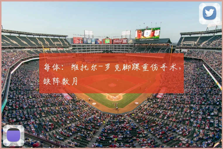 每体：维托尔-罗克脚踝重伤手术，缺阵数月